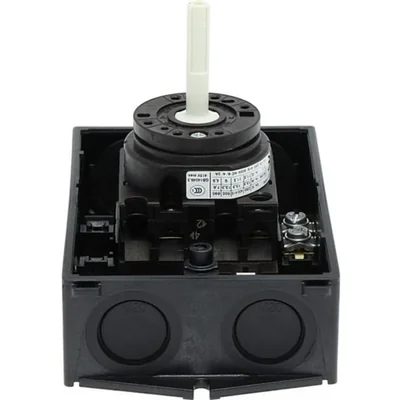 T0-1-102/I1/SVB On-Off switch, 2 pole, 20 A, 90 °, in IP65 housing, red-yellow knob with padlock