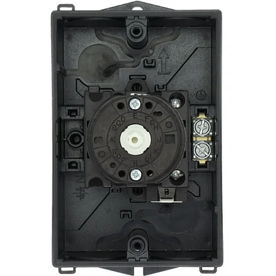 T0-1-102/I1/SVB On-Off switch, 2 pole, 20 A, 90 °, in IP65 housing, red-yellow knob with padlock