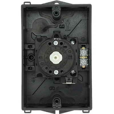 T0-1-102/I1/SVB On-Off switch, 2 pole, 20 A, 90 °, in IP65 housing, red-yellow knob with padlock
