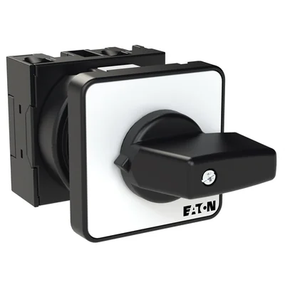T0-1-15321/E ON switch, Contacts: 1, spring return in position 1, 20 A, nameplate: I1, 45 °, spring return, surface mounting, black knob, non-locking