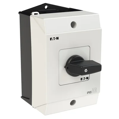 T0-1-8200/I1 On-Off switch, 1 pole, 20 A, 90 °, in IP65 housing, black knob, non-lockable
