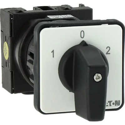 T0-1-8210/EZ Power switch, Contacts: 2, 20 A, type: 1-0-2, 60 °, latching, 22.3 mm surface mount, black knob, non-locking