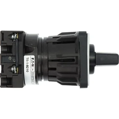 T0-1-8210/EZ Power switch, Contacts: 2, 20 A, type: 1-0-2, 60 °, latching, 22.3 mm surface mount, black knob, non-locking
