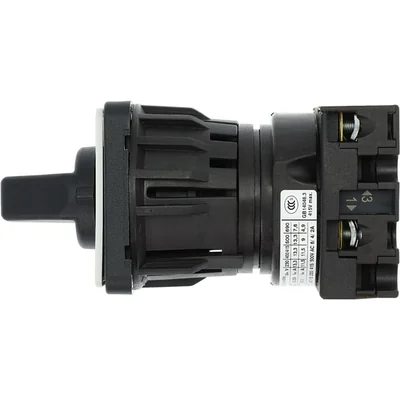 T0-1-8210/EZ Power switch, Contacts: 2, 20 A, type: 1-0-2, 60 °, latching, 22.3 mm surface mount, black knob, non-locking