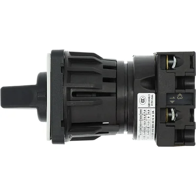 T0-1-8210/EZ Power switch, Contacts: 2, 20 A, type: 1-0-2, 60 °, latching, 22.3 mm surface mount, black knob, non-locking