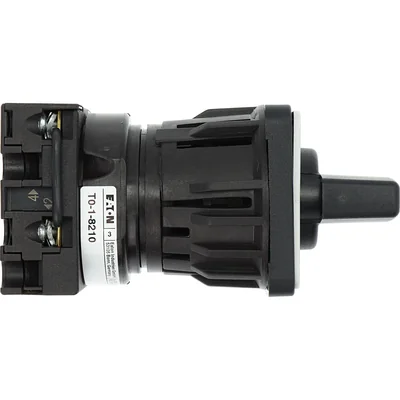 T0-1-8210/EZ Power switch, Contacts: 2, 20 A, type: 1-0-2, 60 °, latching, 22.3 mm surface mount, black knob, non-locking