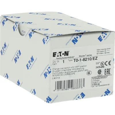 T0-1-8210/EZ Power switch, Contacts: 2, 20 A, type: 1-0-2, 60 °, latching, 22.3 mm surface mount, black knob, non-locking