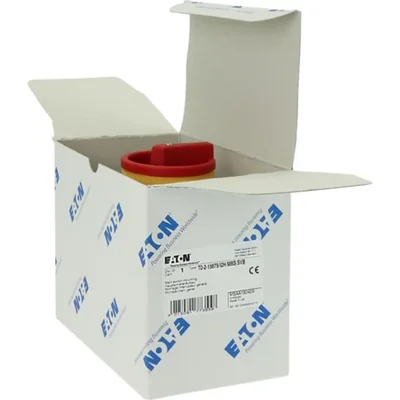 T0-2-15679/I2H/MBS/SVB Main switch, 3 pole + 1 NO, 20A, emergency stop function, padlockable in the Off position, 90°, in hardened glass enclosure, with MBS screening plate, red-yellow knob with padlockable function