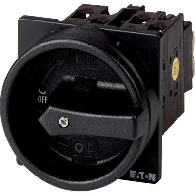 T0-2-1/EA/SVB-SW Main switch, 3 pole, 20 A, emergency stop function, 90°, padlockable in the Off position, surface mounting, black handle with padlockable function