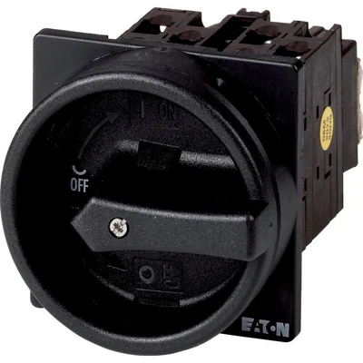 T0-2-1/EA/SVB-SW Main switch, 3 pole, 20 A, emergency stop function, 90°, padlockable in the Off position, surface mounting, black handle with padlockable function