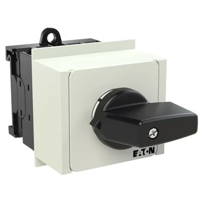 T0-2-8221/IVS Power switch, Contacts: 4, 20 A, plate: 1-2, 90 °, latching, TH rail mounting, black knob without locking option