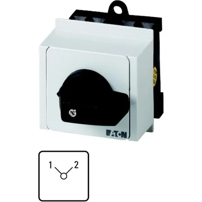 T0-2-8221/IVS Power switch, Contacts: 4, 20 A, plate: 1-2, 90 °, latching, TH rail mounting, black knob without locking option