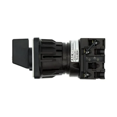 T0-2-8241/EZ Step switch, Contacts: 3, 20 A, plate: 0-3, 45 °, 3 steps, 45°, latching, 22.3 mm panel mount, black knob, non-locking