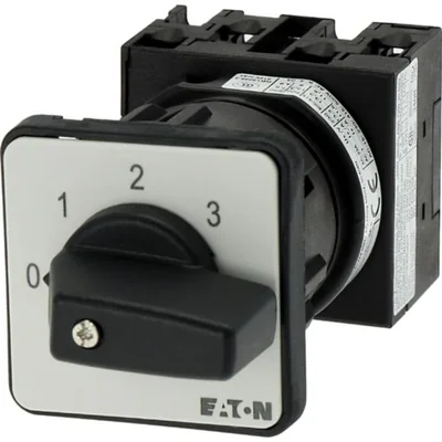 T0-2-8241/EZ Step switch, Contacts: 3, 20 A, plate: 0-3, 45 °, 3 steps, 45°, latching, 22.3 mm panel mount, black knob, non-locking