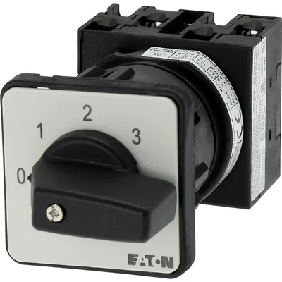 T0-2-8241/EZ Step switch, Contacts: 3, 20 A, plate: 0-3, 45 °, 3 steps, 45°, latching, 22.3 mm panel mount, black knob, non-locking