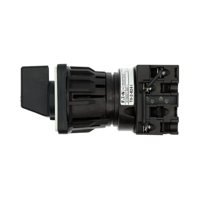 T0-2-8241/EZ Step switch, Contacts: 3, 20 A, plate: 0-3, 45 °, 3 steps, 45°, latching, 22.3 mm panel mount, black knob, non-locking