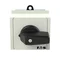 T0-2-8400/IVS Reversing switch, Contacts: 4, 20 A, nameplate: 1-0-2, 45 °, latching, TH rail mounting, black knob, non-locking