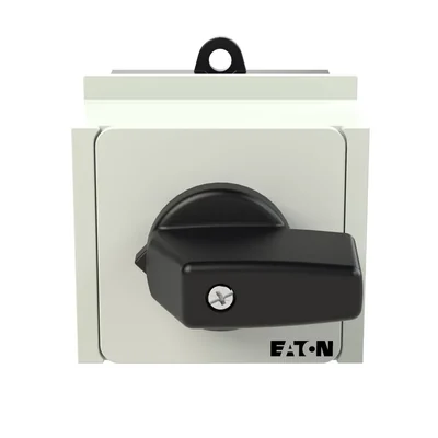 T0-2-8400/IVS Reversing switch, Contacts: 4, 20 A, nameplate: 1-0-2, 45 °, latching, TH rail mounting, black knob, non-locking