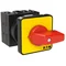 T0-2-8900/E-RT Interruptor de encendido/apagado, 3 polos + neutro, 20 A, 90°, montaje en superficie, perilla rojo-amarilla, no bloqueable.