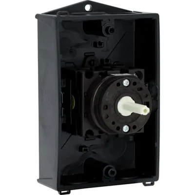 T0-2-8900/I1/SVB On-Off switch, 3 pole + N, 20 A, 90 °, in IP65 housing, red-yellow knob with padlock