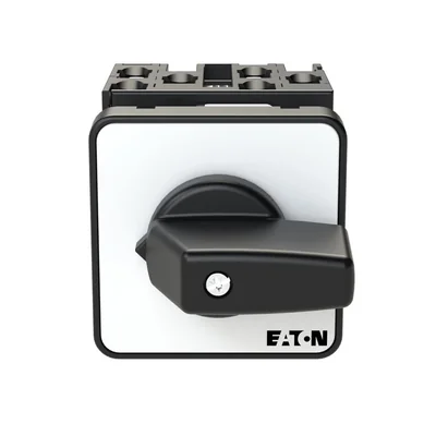 T0-3-8243/E Interruptor de pasos, Contactos: 5, 20 A, placa: 0-5, 45°, 5 pasos, 45°, enclavamiento, montaje en superficie, pomo negro, sin bloqueo
