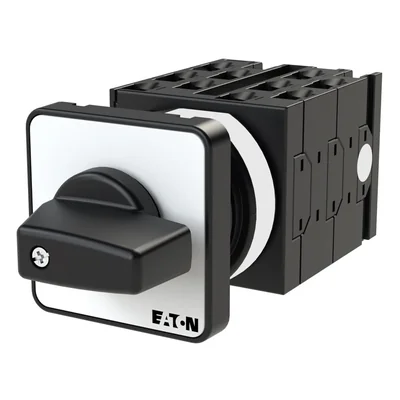 T0-5-8281/E Step switch, Contacts: 9, 20 A, label: 0-3, 45 °, 3 steps, 45°, latching, surface mounting, black knob, non-locking