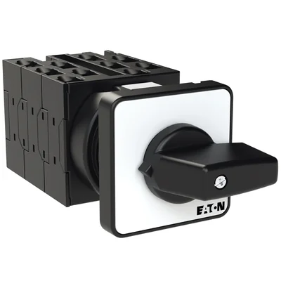 T0-5-8281/E Step switch, Contacts: 9, 20 A, label: 0-3, 45 °, 3 steps, 45°, latching, surface mounting, black knob, non-locking