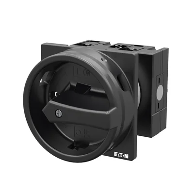 T3-1-102/EA/SVB-SW Main switch, 2 pole, 32 A, emergency stop function, 90°, padlockable in the Off position, surface mounting, black knob with padlockable function