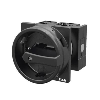 T3-1-102/EA/SVB-SW Main switch, 2 pole, 32 A, emergency stop function, 90°, padlockable in the Off position, surface mounting, black knob with padlockable function