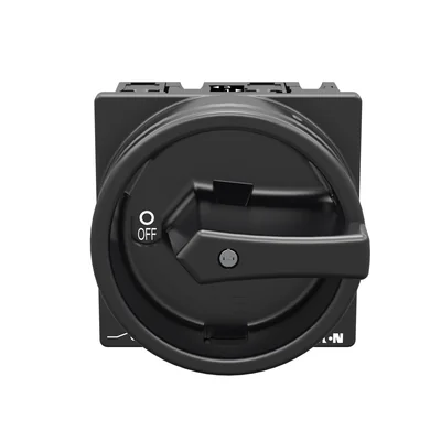 T3-1-102/EA/SVB-SW Main switch, 2 pole, 32 A, emergency stop function, 90°, padlockable in the Off position, surface mounting, black knob with padlockable function