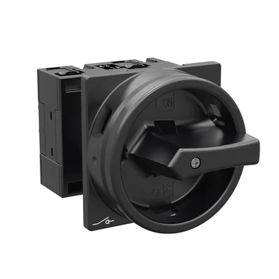 T3-1-102/EA/SVB-SW Main switch, 2 pole, 32 A, emergency stop function, 90°, padlockable in the Off position, surface mounting, black knob with padlockable function