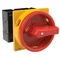 T3-1-8200/EA/SVB Main switch, 1 pole, 32 A, emergency stop function, 90°, padlockable in the Off position, surface mounting, red/yellow knob with padlockable function
