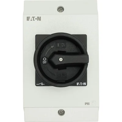 T3-4-8344/I2/SVB-SW On-Off switch, 8-pole, 32 A, 90 °, in IP65 housing, black knob with padlock