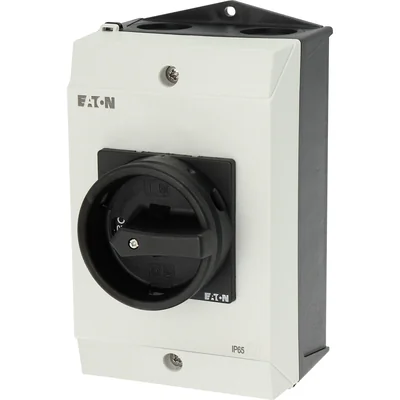 T3-4-8344/I2/SVB-SW On-Off switch, 8-pole, 32 A, 90 °, in IP65 housing, black knob with padlock