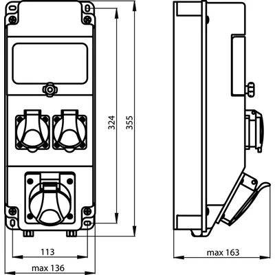 TABLEAU DE DISTRIBUTION BASSE TENSION 3F-16A, 1F-16A, 5X16A, 2X3X16A,