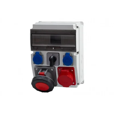 Tableau de distribution CAJA 12M - prises 32/5, 63A 5p, 2x230V, 0/1 (63A) IP44