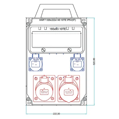 Tableau de distribution en plastique série ECOLINE stationnaire 32/5 16/5 2GS sans protection 90EKO012