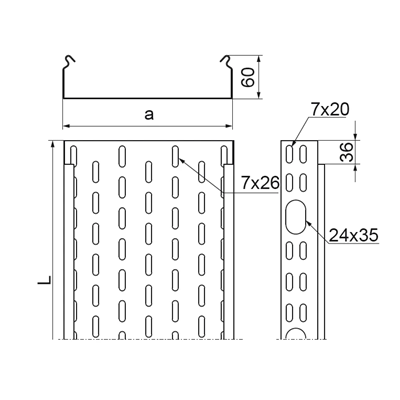 Tablett, KOJ100H60/3 N