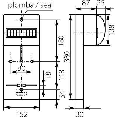 Tablica licznikowa TLR-1F (N+PE) z szybką