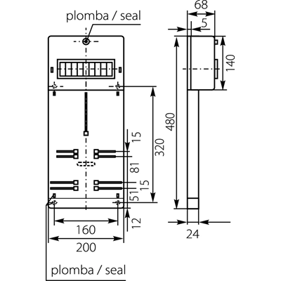 Tablica licznikowa TLR-3F (N+PE)