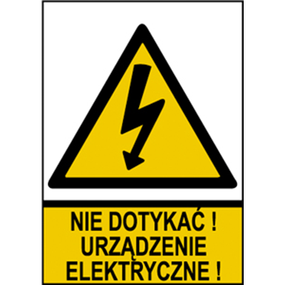 Tablica ostrzegawcza samoprzylepna 148x210(Nie dotykać urządzenie elektryczne)