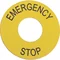 Tabliczka opisowa żółta okrągła fi60mm EMERGENCY STOP