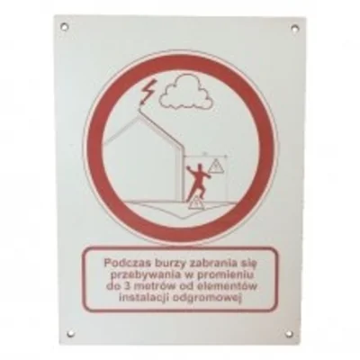 Tabliczka ostrzegawcza czerwono biała