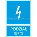 Tabliczka TZI - PODZIAŁ SIECI 148x210mm niebieska