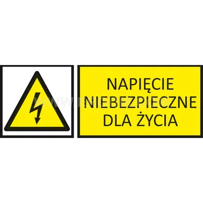 Tabliczka TZO - NAPIĘCIE NIEBEZPIECZNE DLA ŻYCIA 74x210mm żółta