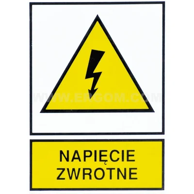 Tabliczka TZO - NAPIĘCIE ZWROTNE 105x148mm żółta