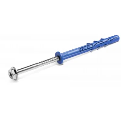 Taco de marco de poliamida con tornillo galvanizado FF1 10x80 mm con collar de cabeza hexagonal, 50 uds.