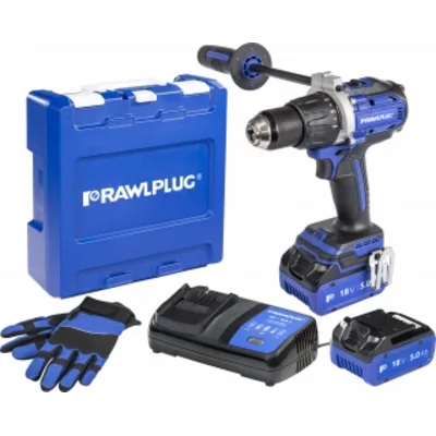 Taladro/atornillador de impacto 18V 100 Nm 2 baterías 5,0 Ah Cargador 6,5 A Maleta RAWLCASE
