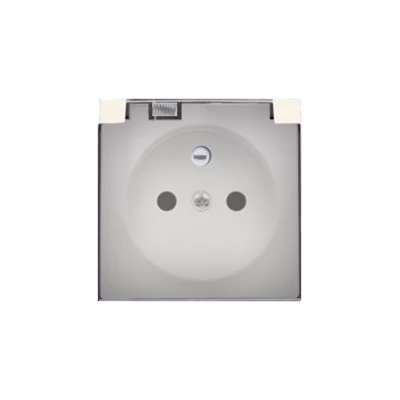 Tapa de enchufe con toma de tierra y trampilla de humos IP44 beige
