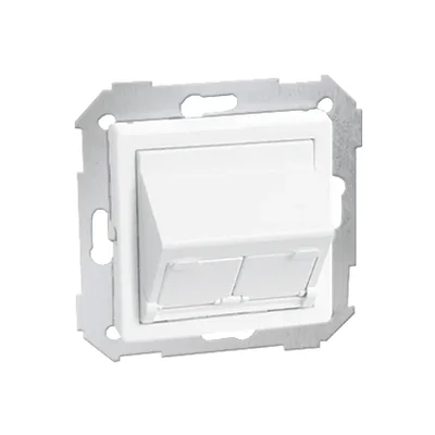 Tapa de enchufe RJ45 x2, inclinada, blanca